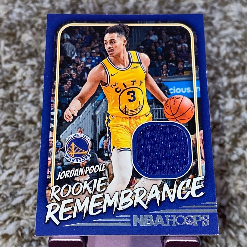 2022-23 JORDAN POOLE NBA Hoops Rookie Remembrance Game Worn Blue Patch Card